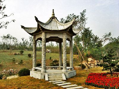 户外公园小区仿古青石雕刻休闲凉亭座椅