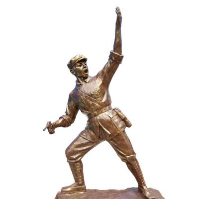 园林户外玻璃钢仿铜八路军人物博鱼网页版