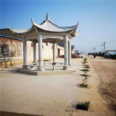 户外公园大理石石雕中式六角凉亭博鱼网页版