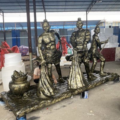 捕鱼，玻璃钢仿铜民俗生活人物情景博鱼网页版