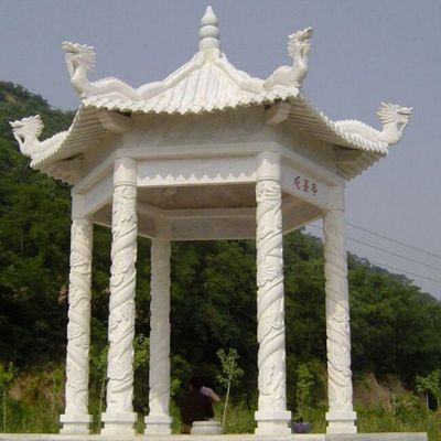 户外公园大理石石雕六角凉亭博鱼网页版