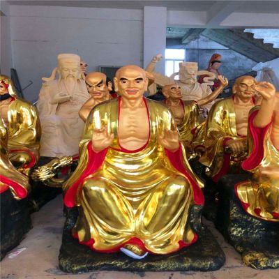 玻璃钢彩绘寺庙供奉鎏金佛像十八罗汉博鱼网页版