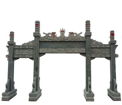 宗祠仿古三门四柱大理石牌坊石雕