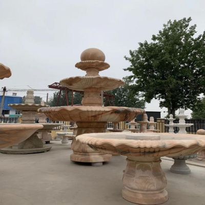欧式晚霞红石雕户外广场大型喷泉博鱼网页版