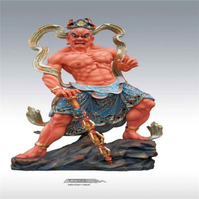 玻璃钢彩绘大型景观寺庙供奉哼哈二将博鱼网页版