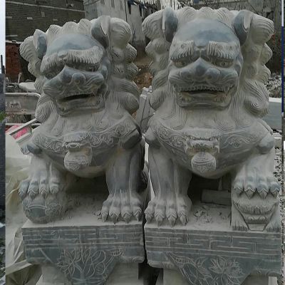 庭院大型大理石石雕一对镇宅的狮子博鱼网页版