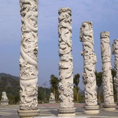 浮雕盘龙户外广场大型龙柱博鱼网页版