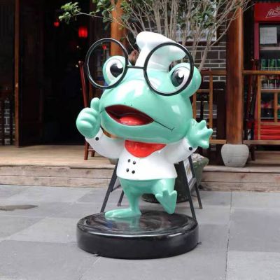 饭店门口摆放玻璃钢卡通青蛙厨师小品博鱼网页版