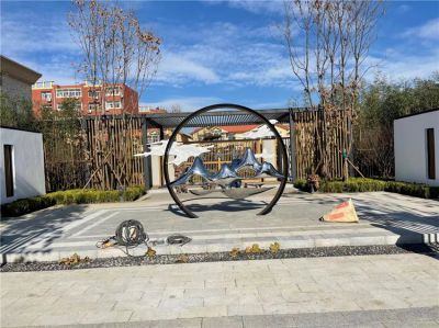 不锈钢抽象假山圆环庭院户外装饰摆件