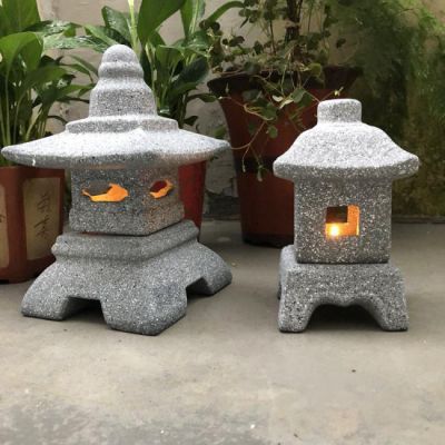 庭院日式禅意青石灯石塔