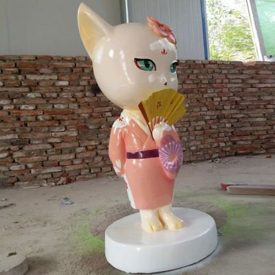 商业街摆放玻璃钢彩绘动漫猫人物博鱼网页版