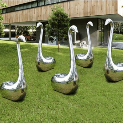 户外公园不锈钢镜面抽象天鹅博鱼网页版