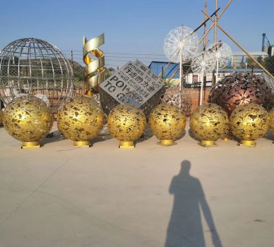 公园户外创意不锈钢喷金烤漆工艺镂空球博鱼网页版