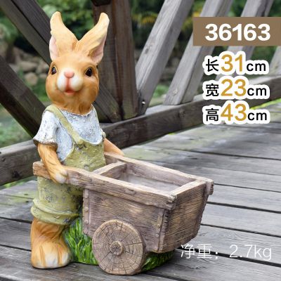 动物园摆放一只推车的玻璃钢兔子博鱼网页版