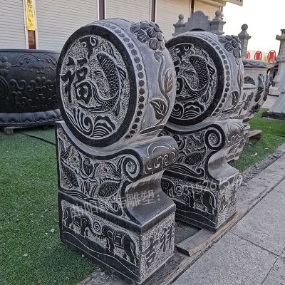 仿古青石门墩古建园林石雕抱鼓石门墩吉祥如意门墩雕刻