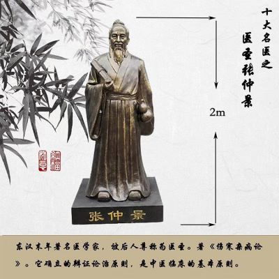 医院摆放玻璃钢仿铜医圣张仲景雕像