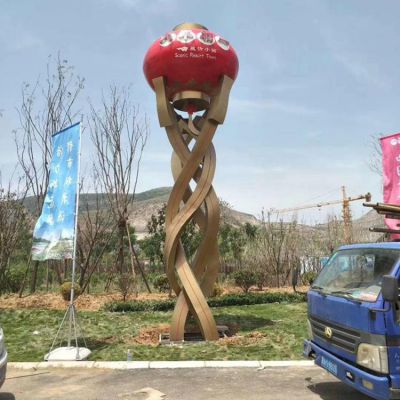 户外广场大型不锈钢镜面彩绘园林景观博鱼网页版摆件