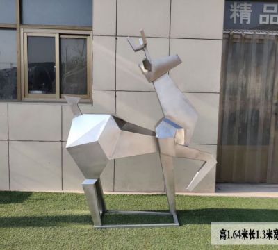 抽象几何不锈钢块面园林几何动物博鱼网页版