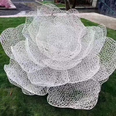 不锈钢镂空网格户外园林大型莲花摆件