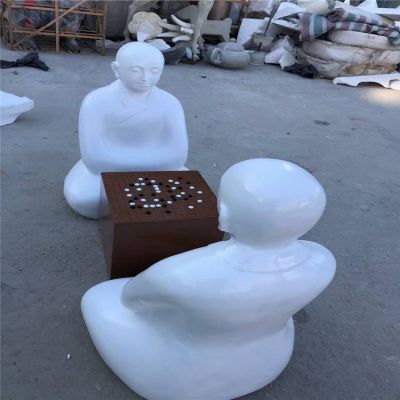 玻璃钢抽象对弈下棋人物博鱼网页版公园摆件