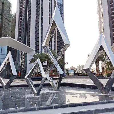 广场不锈钢镜面抽象几何水池水景观博鱼网页版