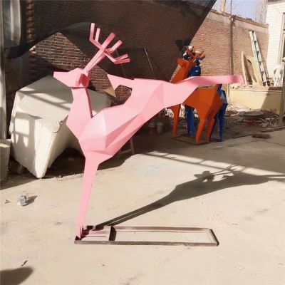 户外不锈钢几何跳跃的梅花鹿博鱼网页版