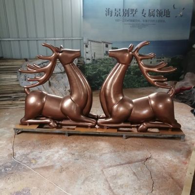 户外园林景观玻璃钢仿铜梅花鹿博鱼网页版摆件