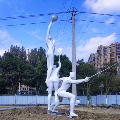 园林广场摆放玻璃钢体育运动主题抽象人物博鱼网页版 