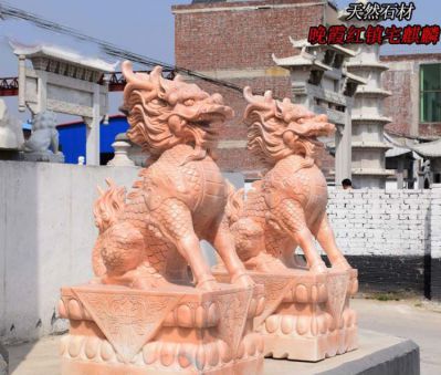 景区庭院门口天然石材石雕神兽麒麟博鱼网页版