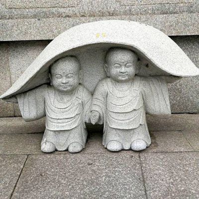 大理石，砂石石雕园林寺庙小沙弥摆件