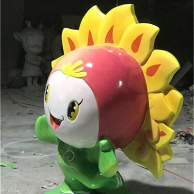 玻璃钢卡通太阳花博鱼网页版 公园卡通植物造型博鱼网页版