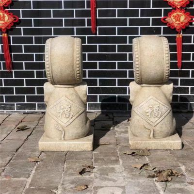 庭院门口摆放大理石雕刻小象石门墩博鱼网页版