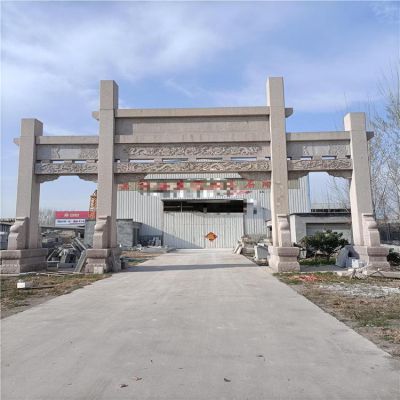 大理石石雕景观三门四柱简易牌坊博鱼网页版