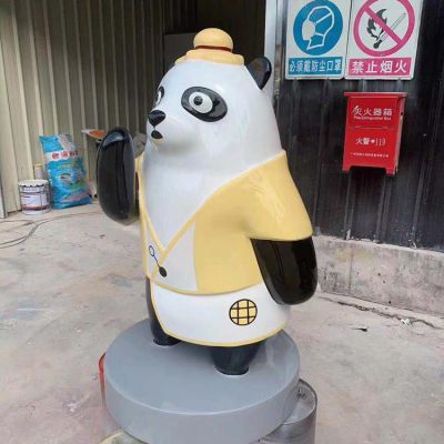 饭店店铺门口玻璃钢卡通熊猫摆件