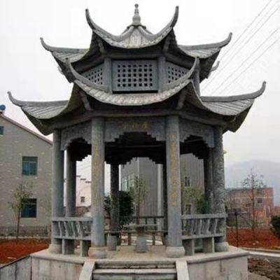 小区摆放青石中式二层休息凉亭博鱼网页版