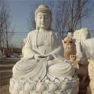 汉白玉石雕园林户外大型如来佛祖