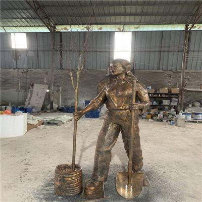 园林户外玻璃钢仿铜种树的人物博鱼网页版