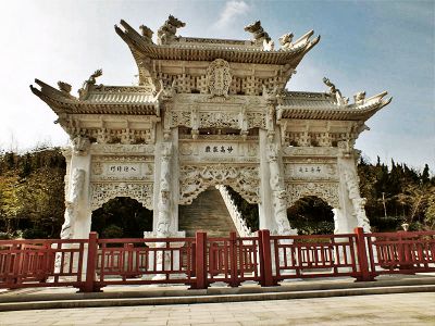 南海砥柱妙高庄严汉白玉浮雕工艺斗拱三门石雕牌坊