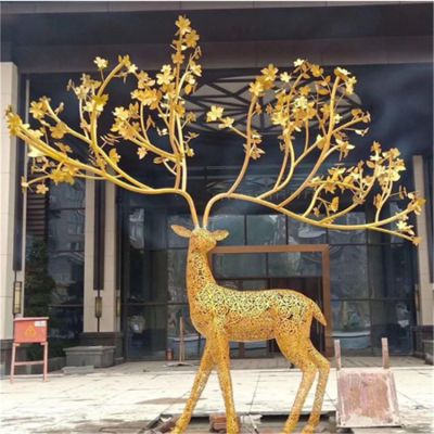 商场公司售楼部不锈钢镂空大型梅花鹿博鱼网页版