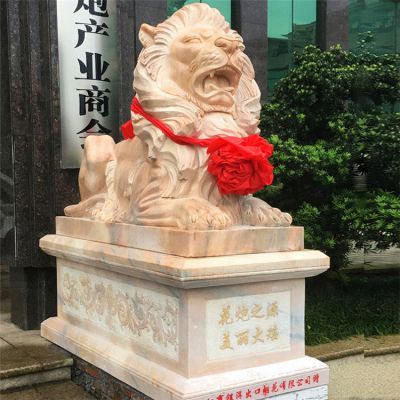 公司酒店门口石狮 大理石动物博鱼网页版 镇宅辟邪石雕
