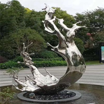 金属抽象镜面水滴水花户外售楼处景观摆件不锈钢浪花博鱼网页版