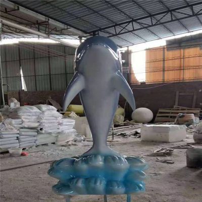 户外海洋公园摆放玻璃钢卡通海豚小品博鱼网页版