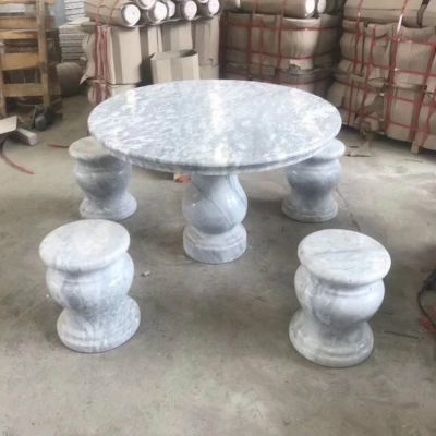 花岗岩雕刻圆形别墅园休闲石凳石桌