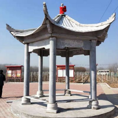 景区广场摆放青石简易六角休息凉亭博鱼网页版