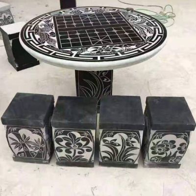 大理石庭院花园棋盘桌 花岗岩休闲石桌石凳博鱼网页版