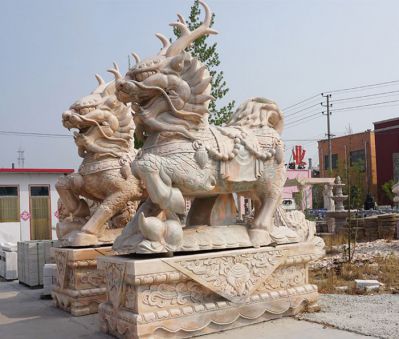 户外广场大型汉白玉石雕麒麟博鱼网页版