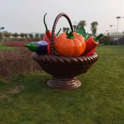 玻璃钢彩绘喷漆仿真大型果蔬篮公园景观摆件