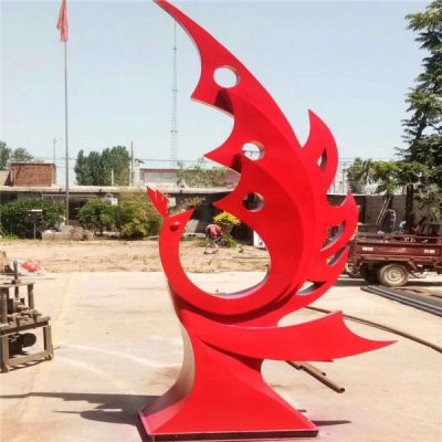 校园广场不锈钢抽象凤凰造型景观博鱼网页版
