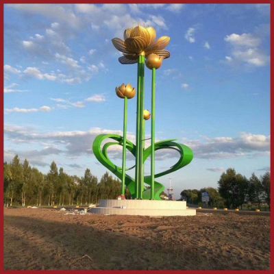 城市景点不锈钢抽象花朵博鱼网页版