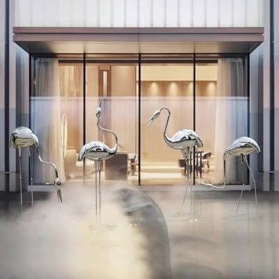 不锈钢镜面抽象园林景观火烈鸟博鱼网页版